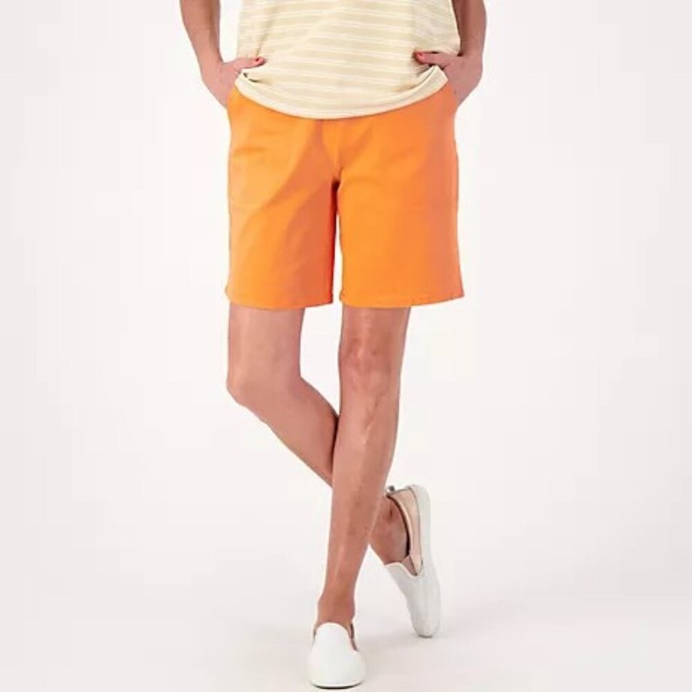 Denim & Co. "How Timeless" Stretch Two Pocket Shorts - Orange (Sz Small) A601799